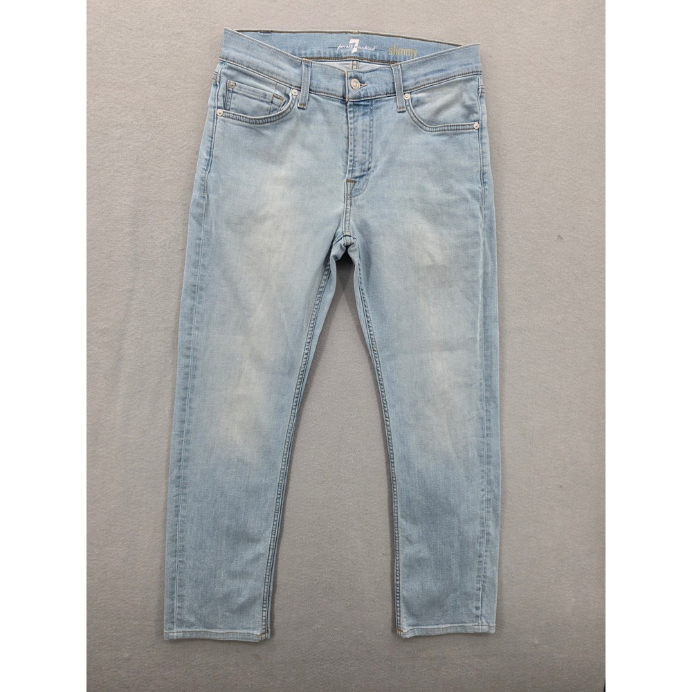 7 For All Mankind Slimmy Jeans Light Wash Blue Slim Straight Denim Size 31